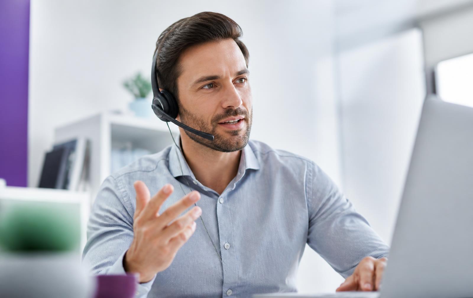 Sales representative speaking with a live prospect